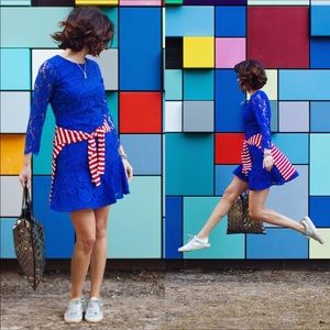 J Crew Cobalt Floral Lace Dress